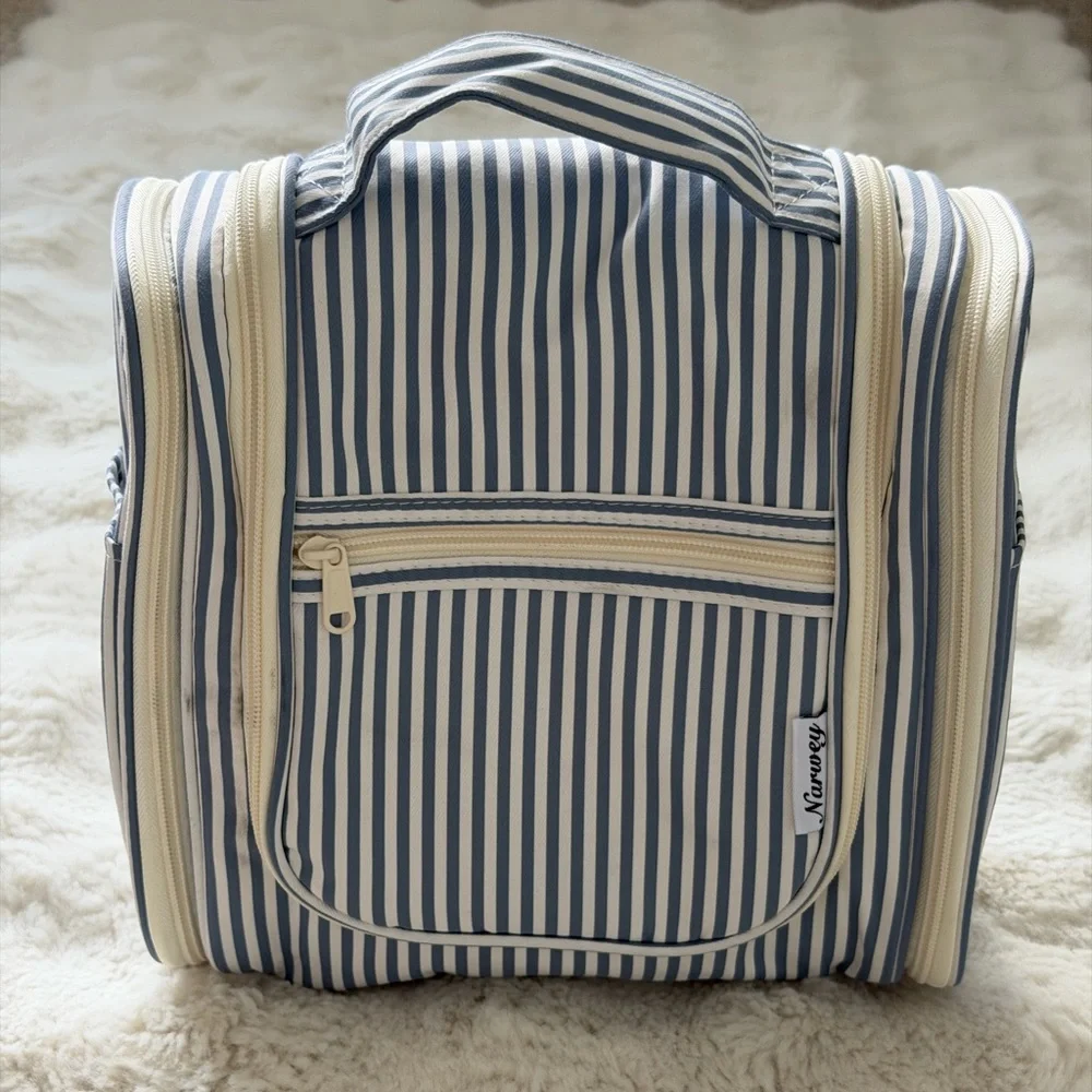 NARWEY Striped Handing Travel Blue and White Makeup/Cosmetic💄Bag Organizer